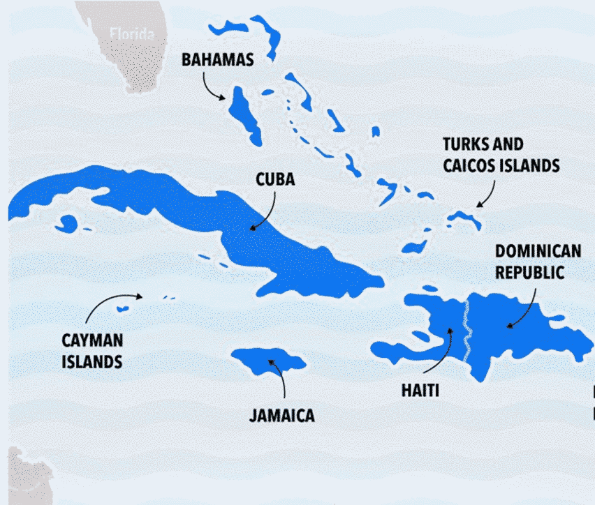 Map of the Caribbean Islands