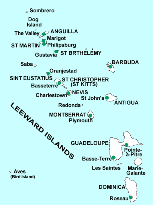 Map of the Caribbean Islands